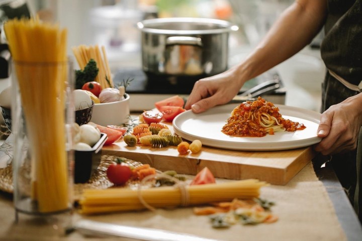 a person preparing food in a kitchen